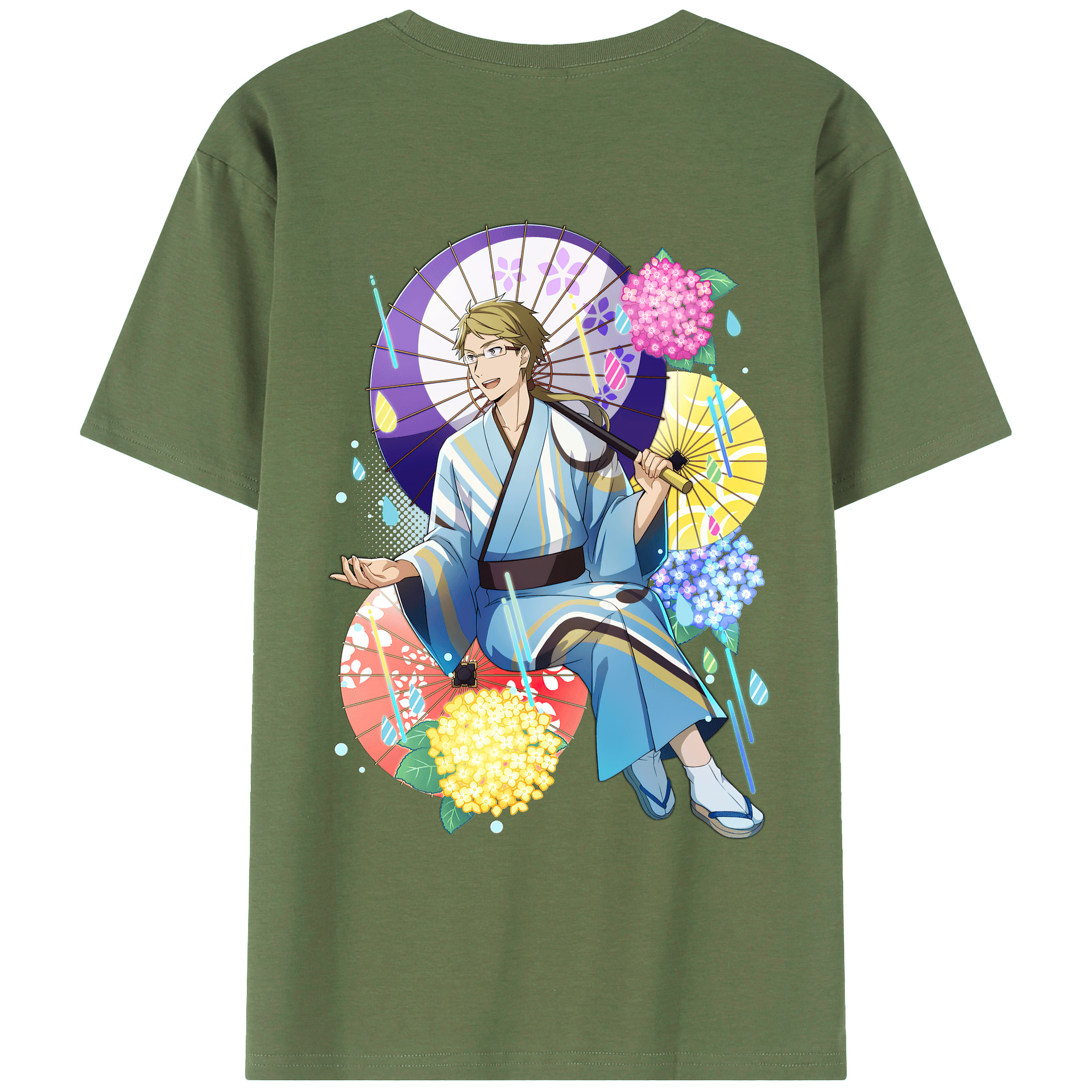 （画像用） 文豪ストレイドッグス Bungo Stray Dogs 綿100％ メンズ半袖Tシャツ（バックプリント） 通気性